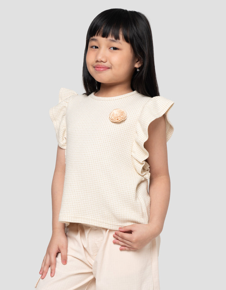 Little M Print Waffle Lurex Kaos Anak Perempuan