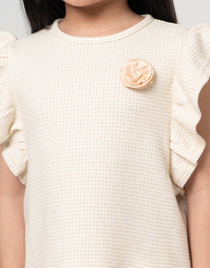 Little M Print Waffle Lurex Kaos Anak Perempuan