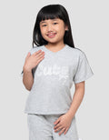 Little M Print Aplikasi Lace Kaos Anak Perempuan