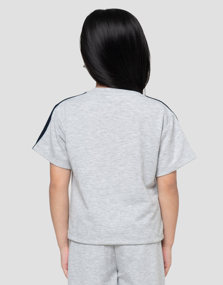 Little M Print Aplikasi Lace Kaos Anak Perempuan