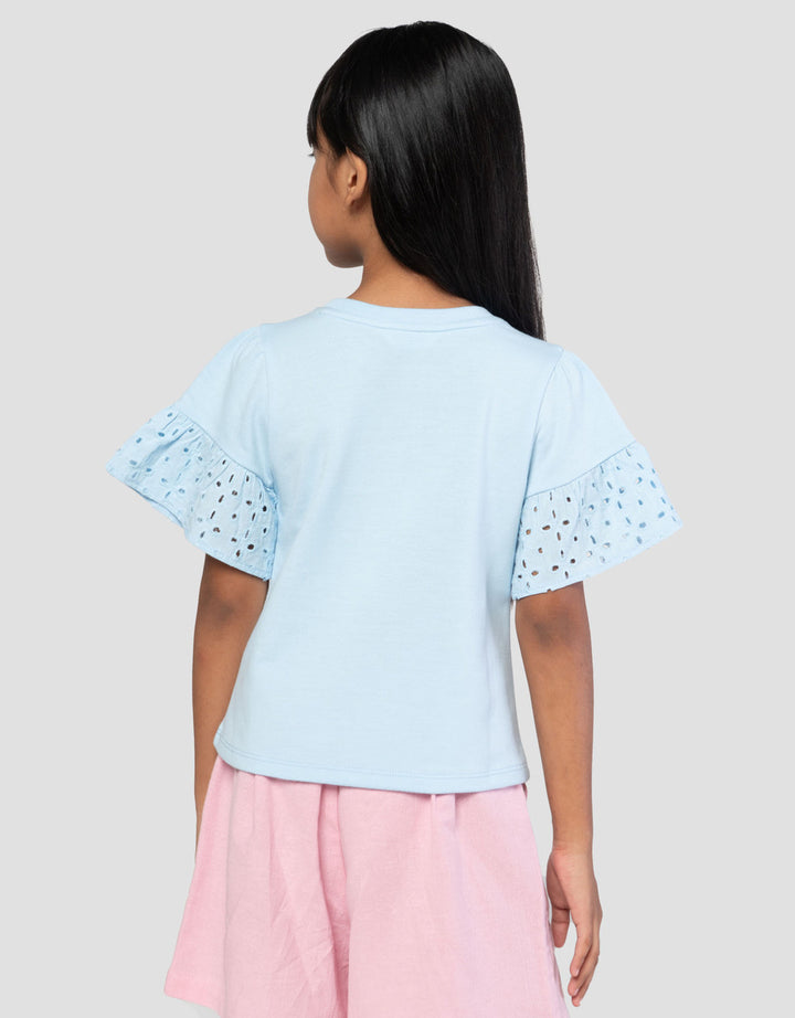 Little M Print Kantong With Woven Kaos Anak Perempuan