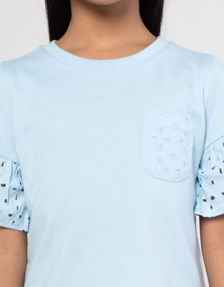 Little M Print Kantong With Woven Kaos Anak Perempuan