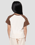 Little M Print Rib Raglan Look Love Kaos Anak Perempuan