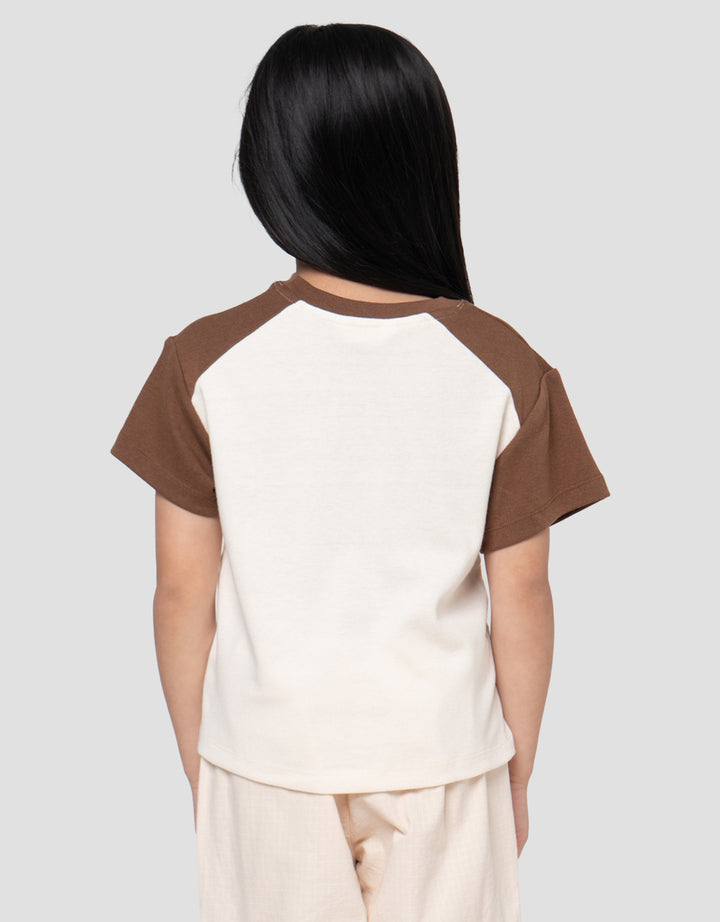 Little M Print Rib Raglan Look Love Kaos Anak Perempuan