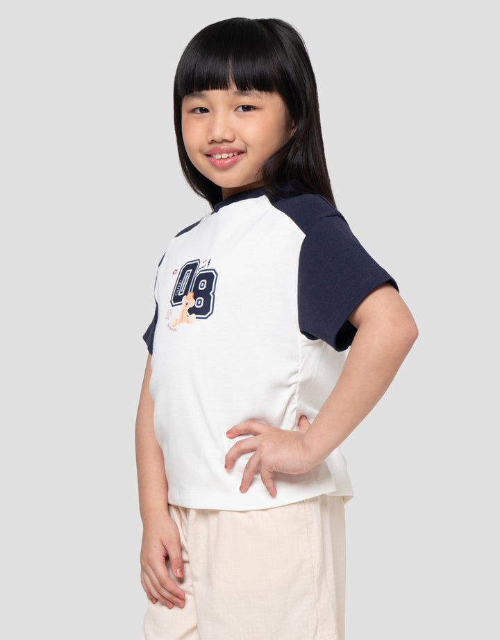 Little M Print Rib Raglan Look Kaos Anak Perempuan