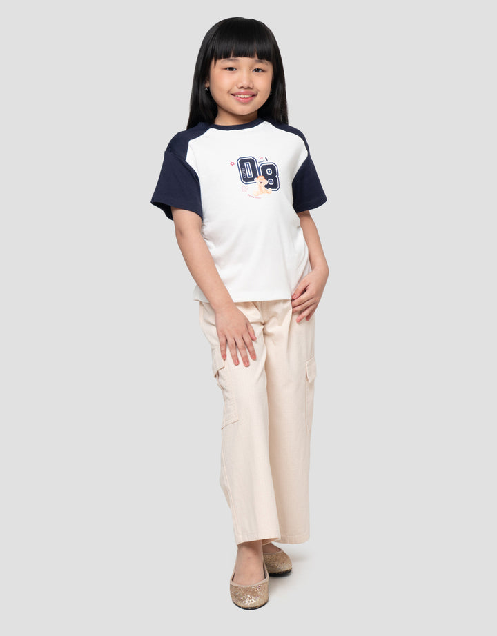 Little M Print Rib Raglan Look Kaos Anak Perempuan