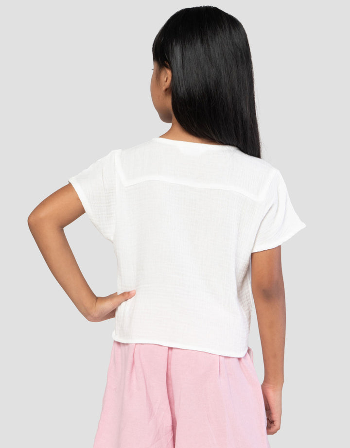 Little M Heart Pocket Kemeja Anak Perempuan