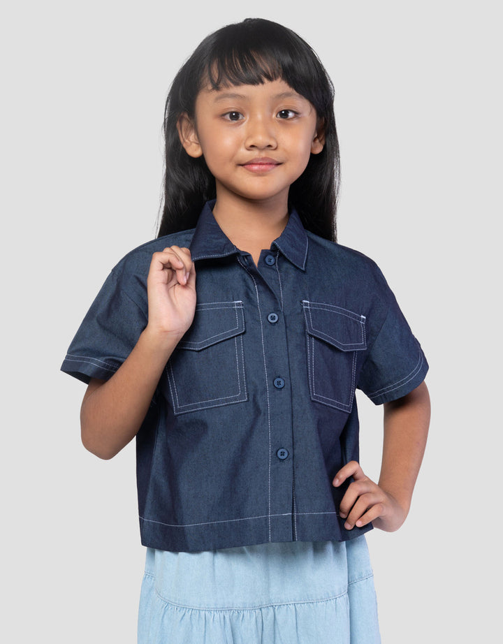 Little M Denim Look Blouse Anak Perempuan