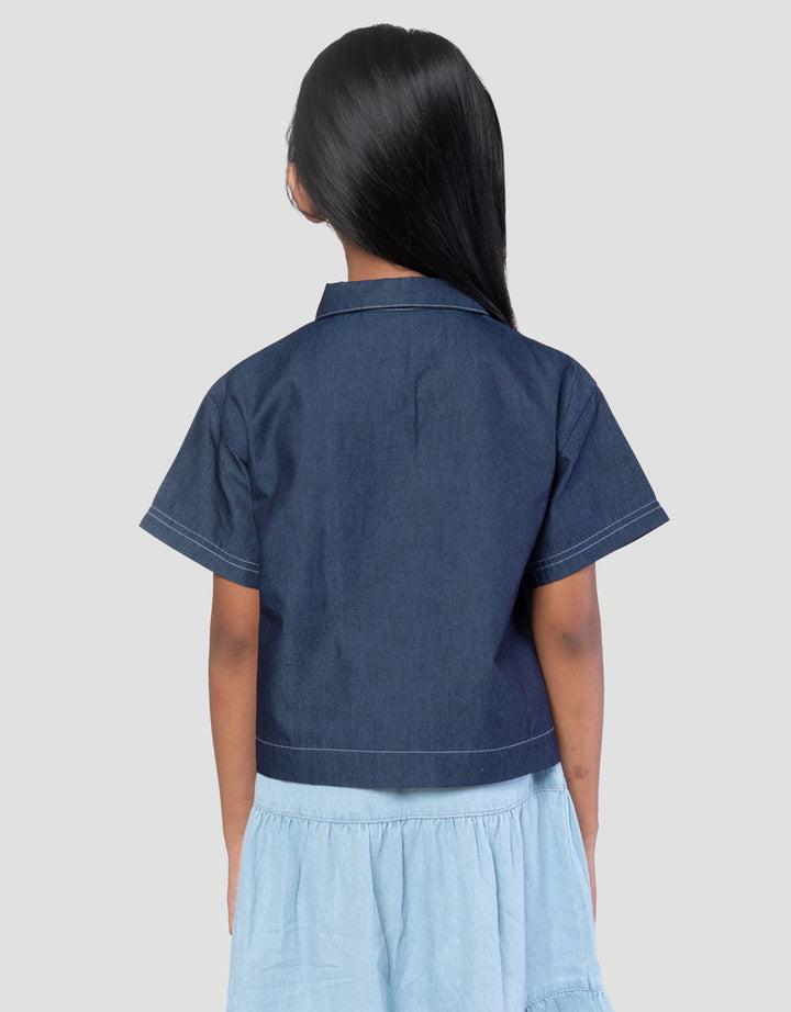 Little M Denim Look Blouse Anak Perempuan