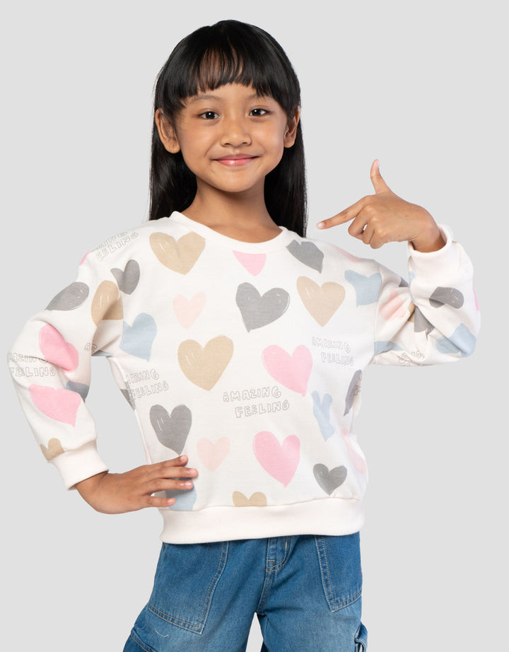 Little M Aop Heart Sweater Anak Perempuan