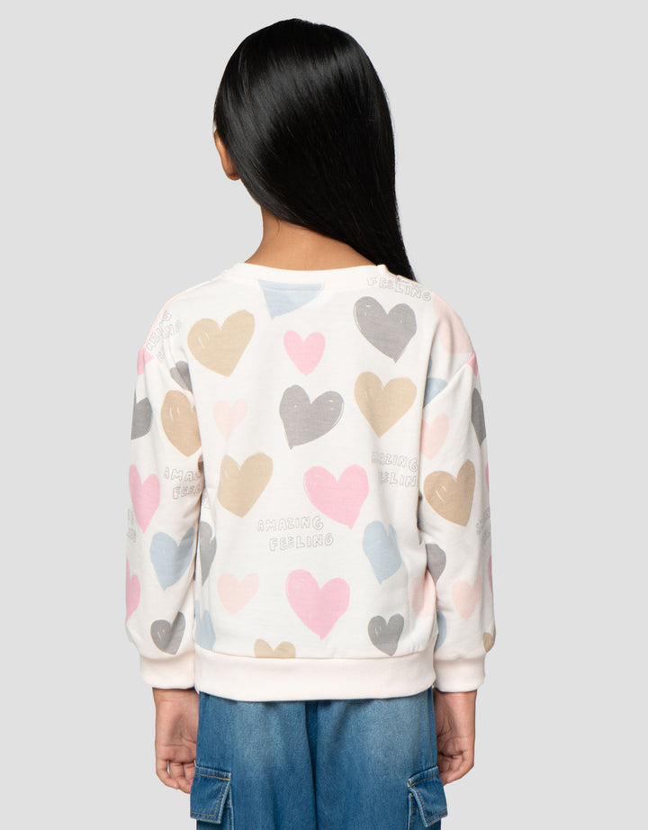Little M Aop Heart Sweater Anak Perempuan