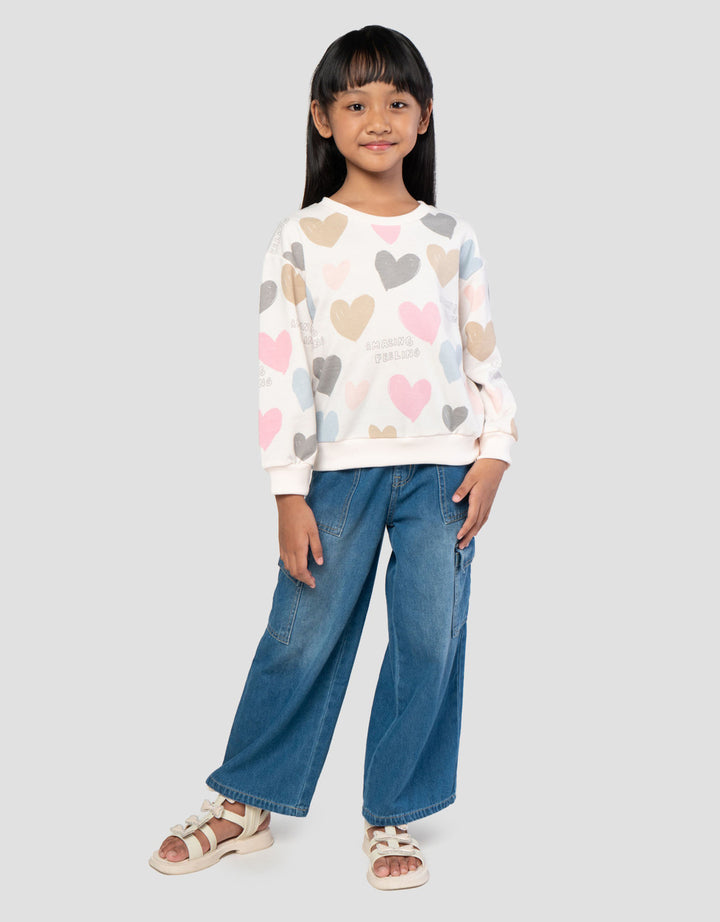 Little M Aop Heart Sweater Anak Perempuan