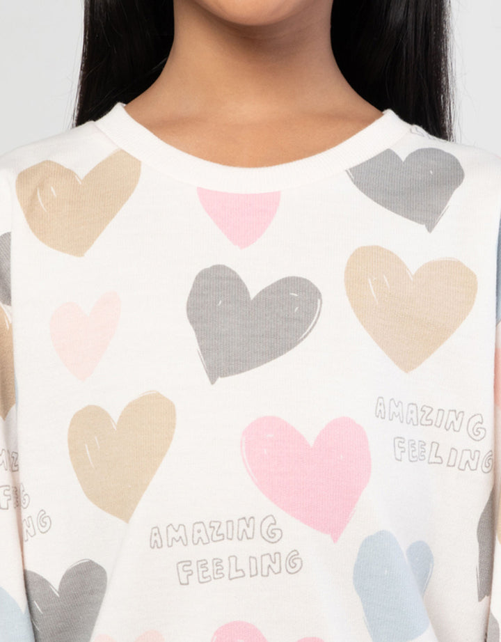 Little M Aop Heart Sweater Anak Perempuan