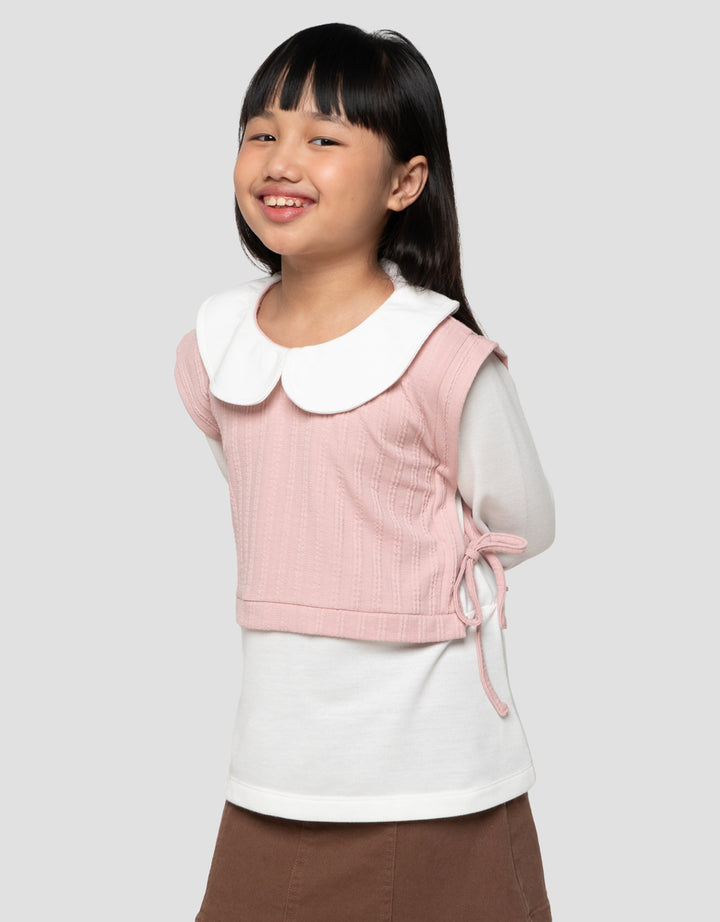 Little M Kombi Salur Tekstur 1 Sweater Anak Perempuan