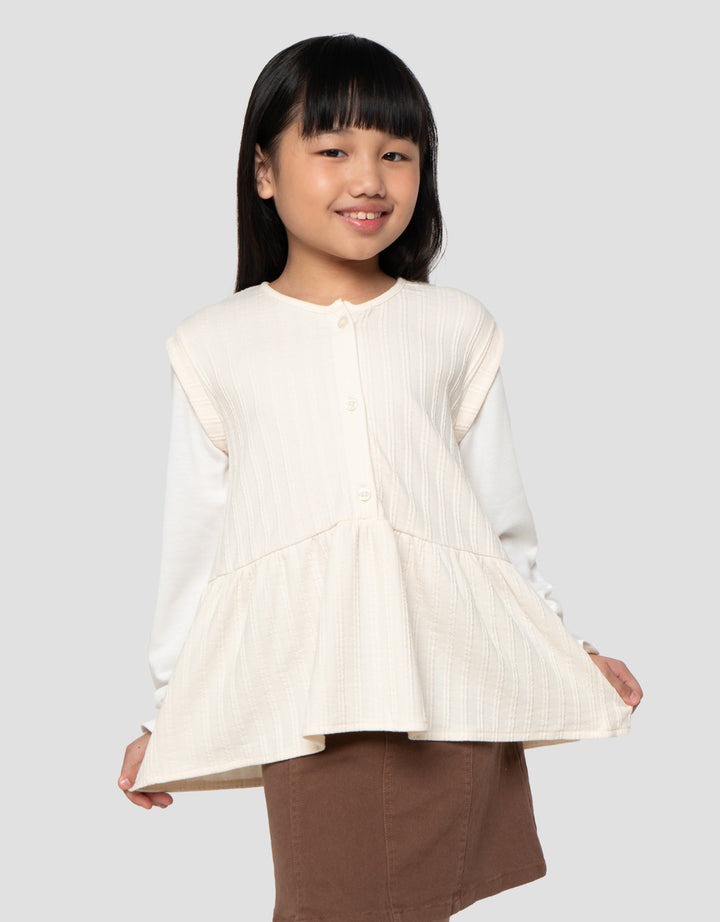 Little M Kombi Salur Tekstur 2 Sweater Anak Perempuan