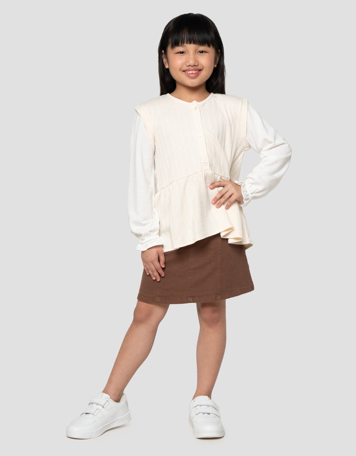 Little M Kombi Salur Tekstur 2 Sweater Anak Perempuan