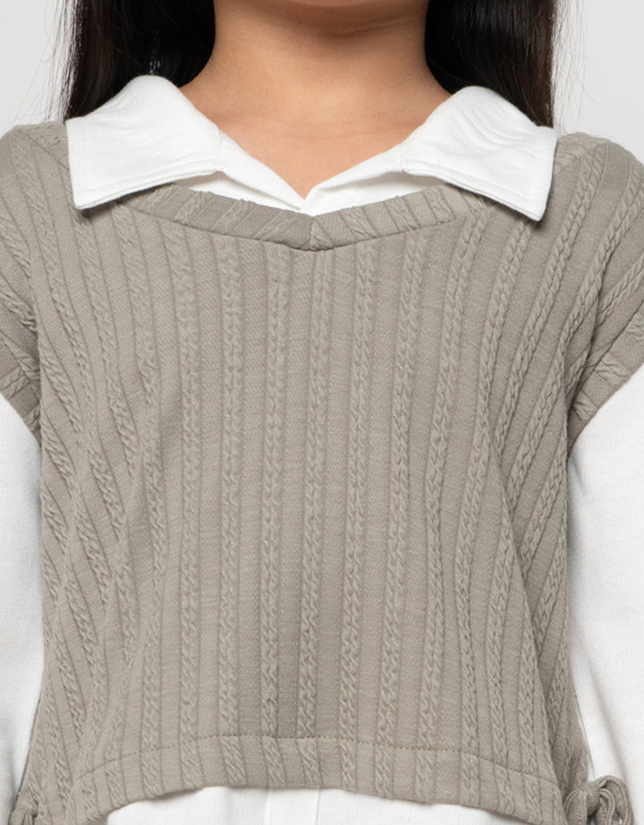 Little M Kombi Salur Tekstur 3 Sweater Anak Perempuan