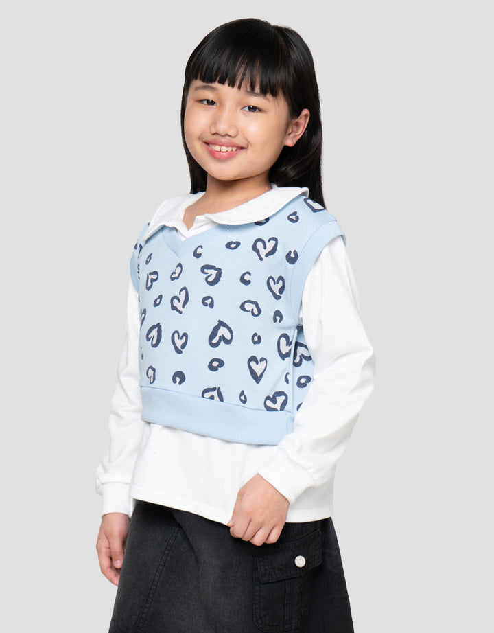 Little M 2In1 Loves Aop Print Sweater Anak Perempuan