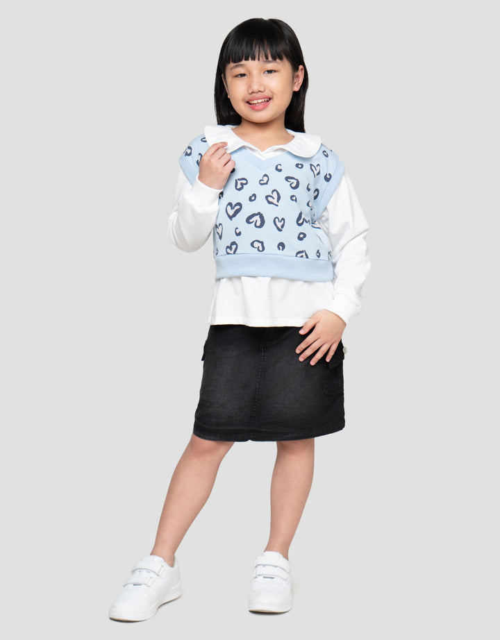 Little M 2In1 Loves Aop Print Sweater Anak Perempuan
