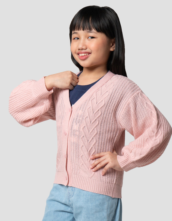 Little M Rajut Cable Cardigan Anak Perempuan