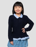 Little M Rajut Combi Kerah Woven Sweater Anak Perempuan