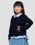 Little M Rajut Combi Kerah Woven Sweater Anak Perempuan