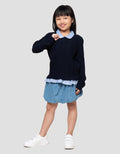 Little M Rajut Combi Kerah Woven Sweater Anak Perempuan