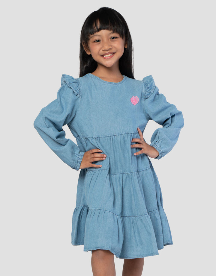 Little M Tier Dress Denim Anak Perempuan