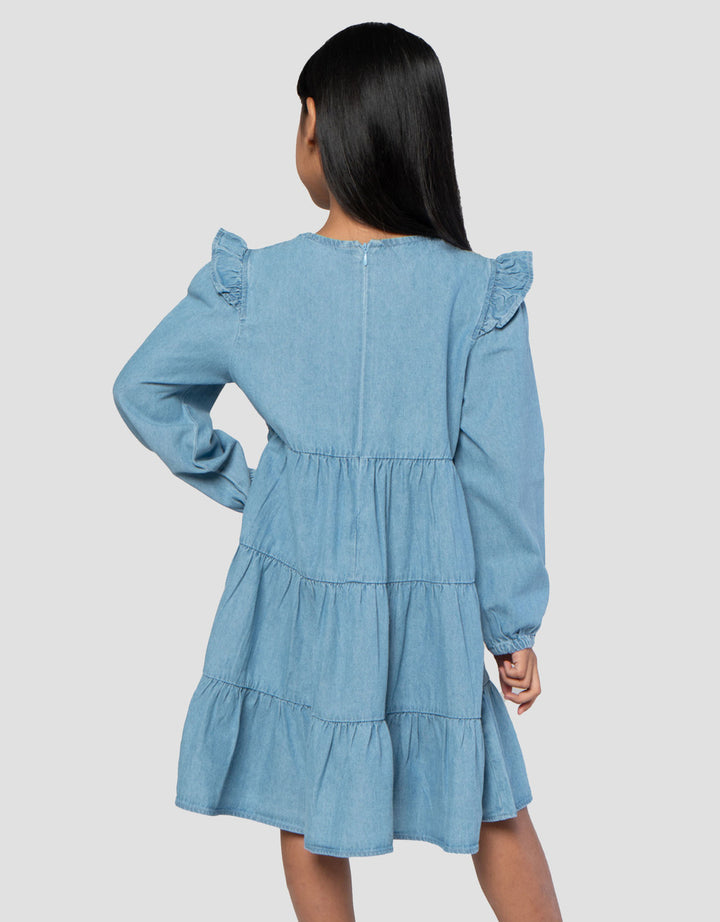 Little M Tier Dress Denim Anak Perempuan