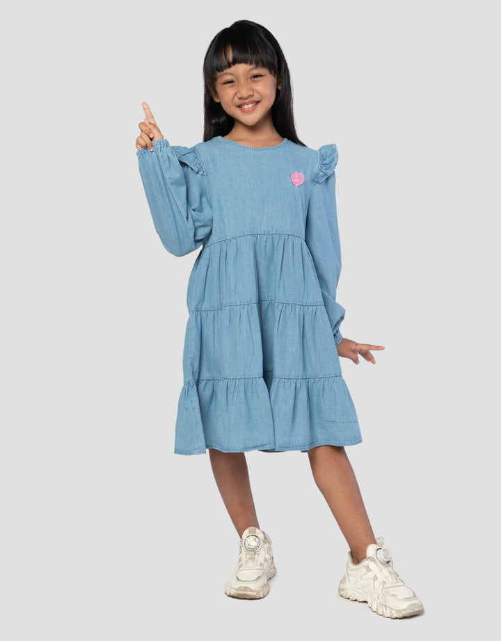 Little M Tier Dress Denim Anak Perempuan