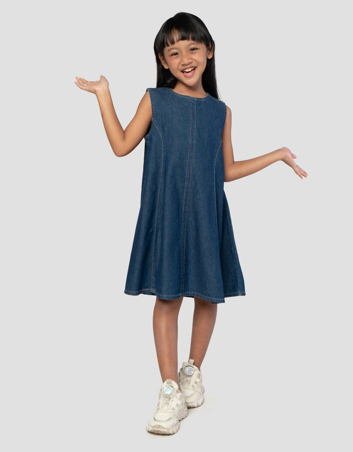 Little M Midi Dress Denim Anak Perempuan