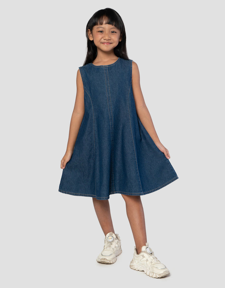 Little M Midi Dress Denim Anak Perempuan