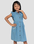Little M Kantong Bordir Midi Dress Denim Anak Perempuan