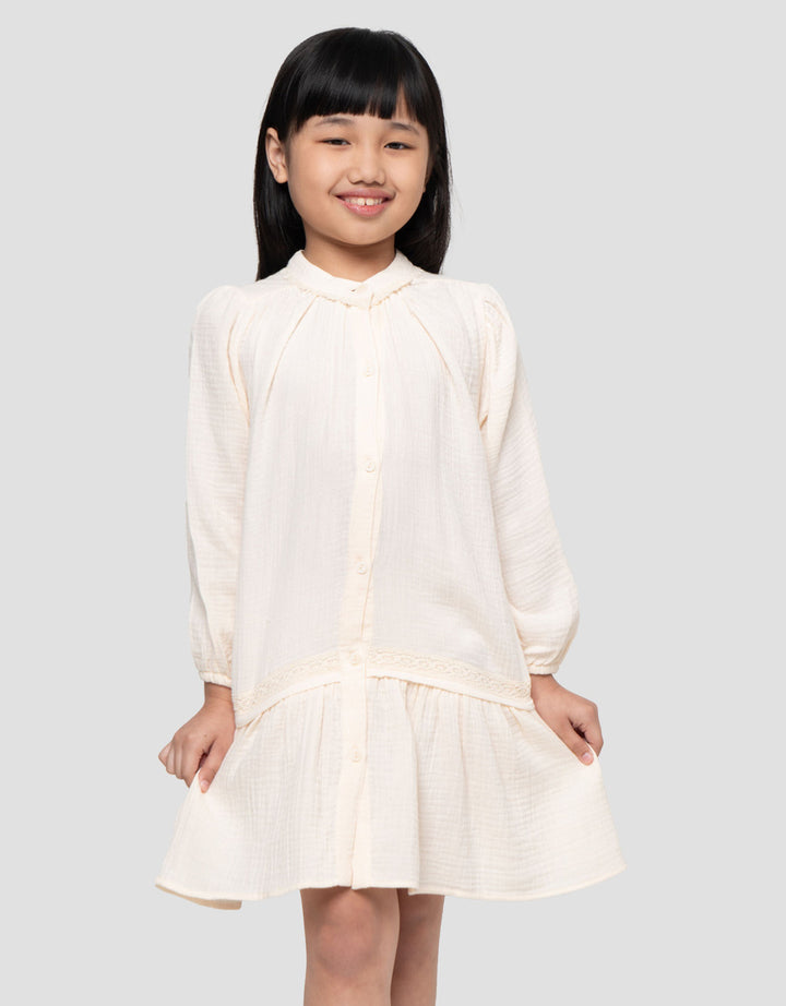 Little M Woven Crinckle Lace Midi Dress Anak Perempuan