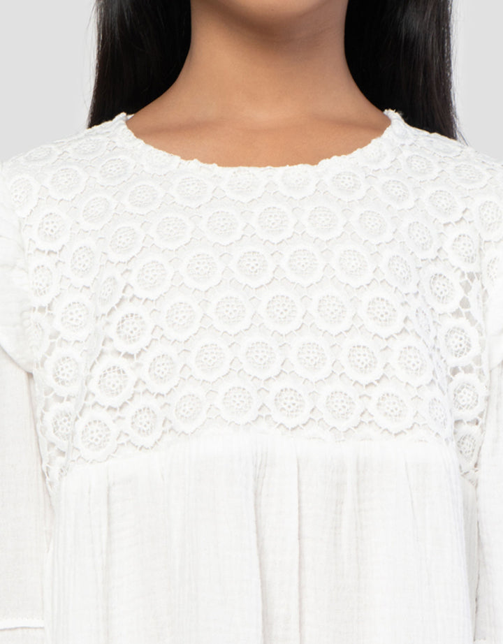 Little M Crinkle With Embro Maxi Dress Anak Perempuan