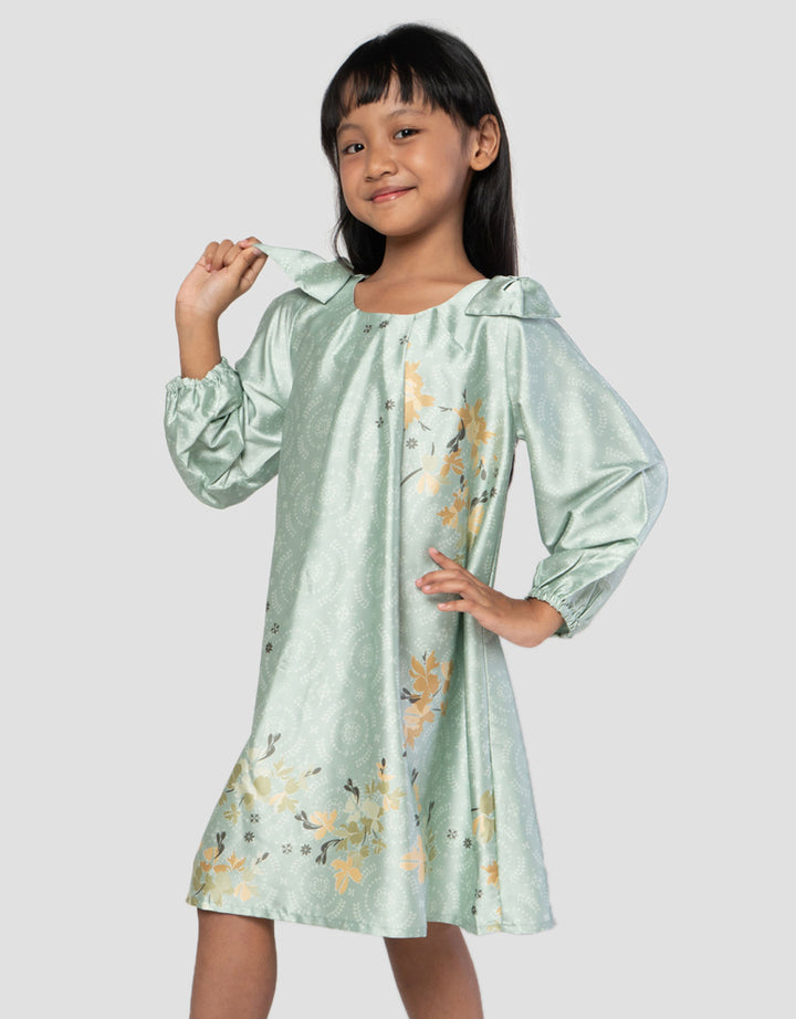 Little M Satin Sarimbit Maxi Dress Muslim Anak Perempuan
