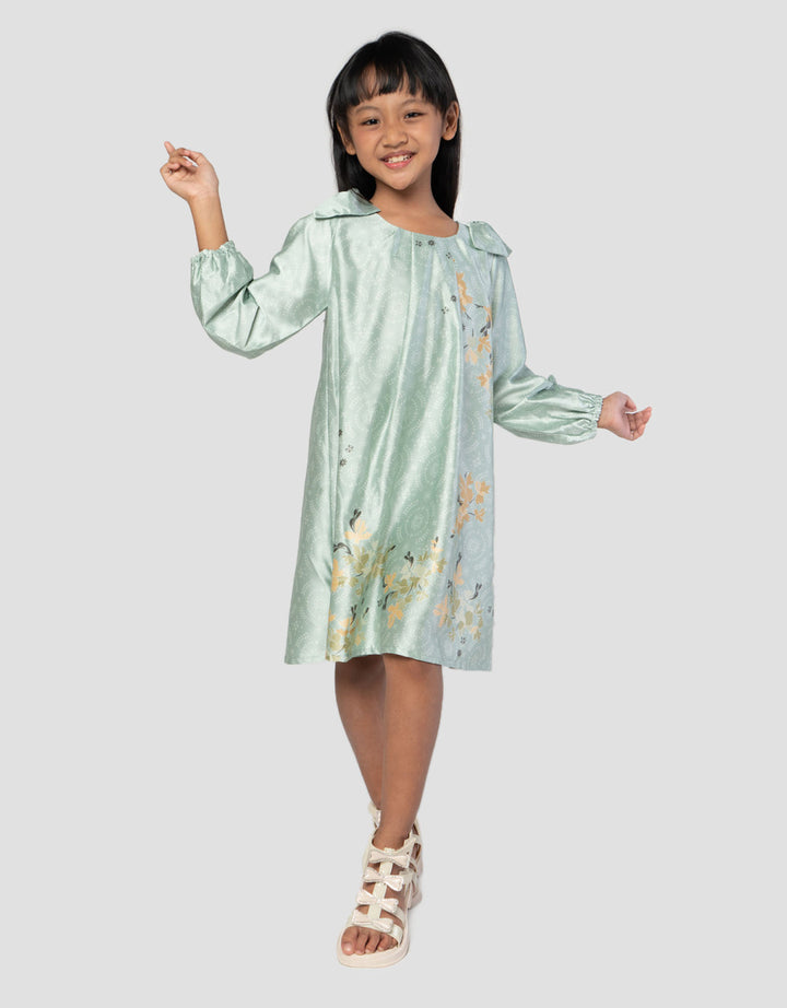 Little M Satin Sarimbit Maxi Dress Muslim Anak Perempuan