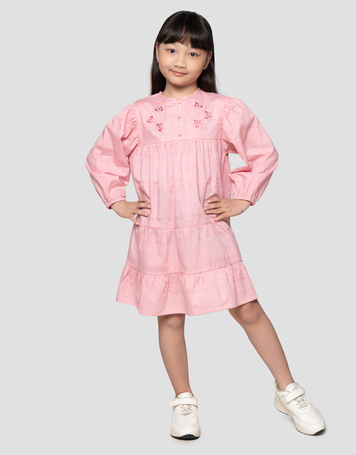 Little M Bordir Tangan Balon Midi Dress Anak Perempuan
