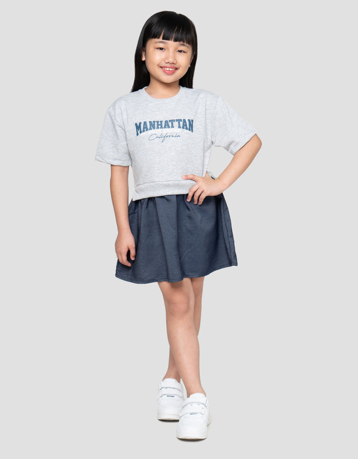 Little M Kombi Woven Manhattan Dress Anak Perempuan