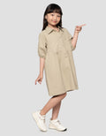 Little M Casual Twill 2 Pocket Midi Dress Anak Perempuan
