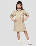 Little M Casual Twill 2 Pocket Midi Dress Anak Perempuan