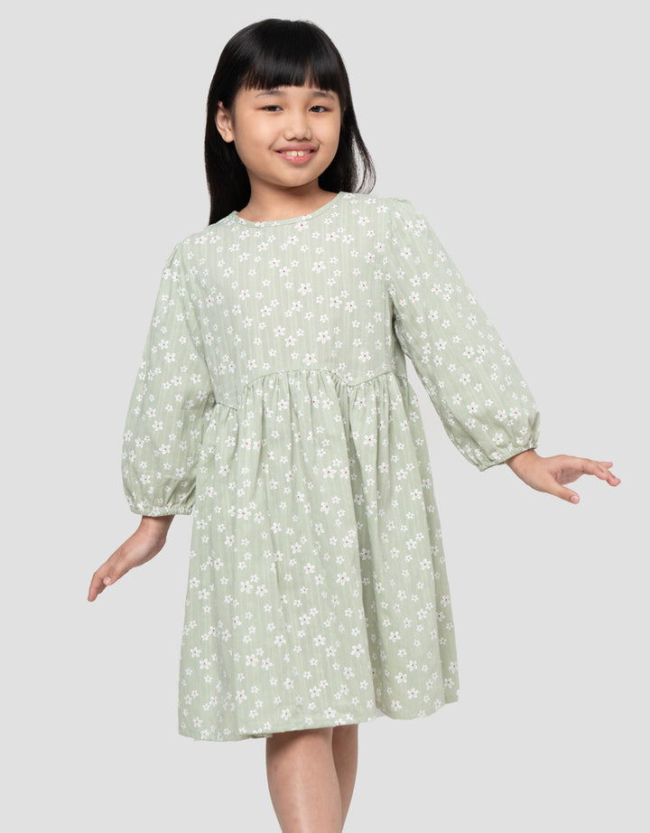 Little M Aop Flower Midi Dress Anak Perempuan