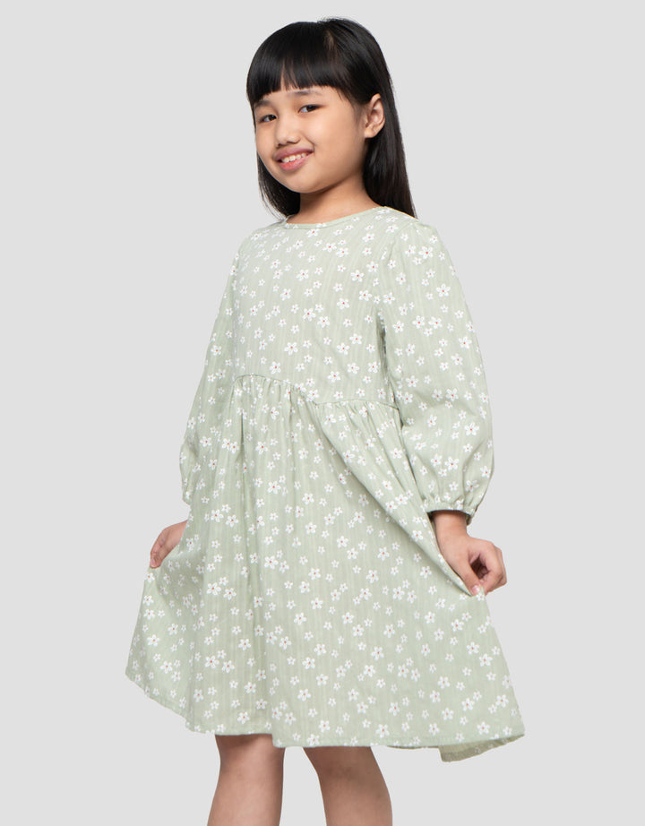 Little M Aop Flower Midi Dress Anak Perempuan
