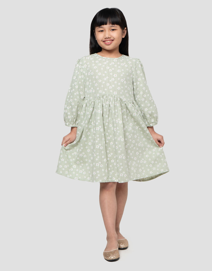 Little M Aop Flower Midi Dress Anak Perempuan