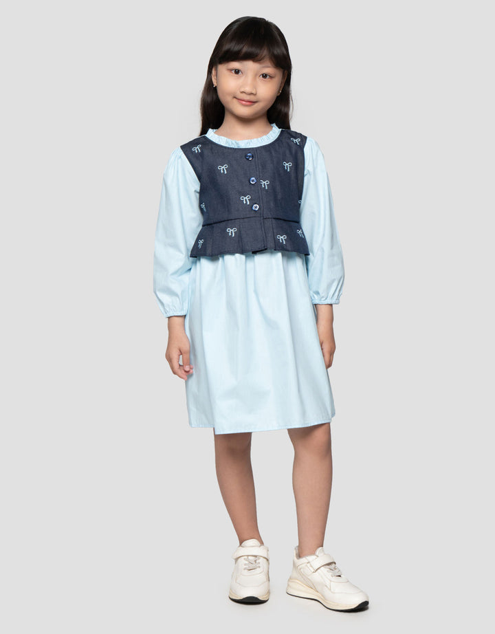Little M Rompi Denim Midi Dress Anak Perempuan