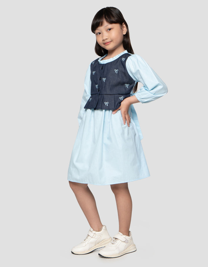 Little M Rompi Denim Midi Dress Anak Perempuan