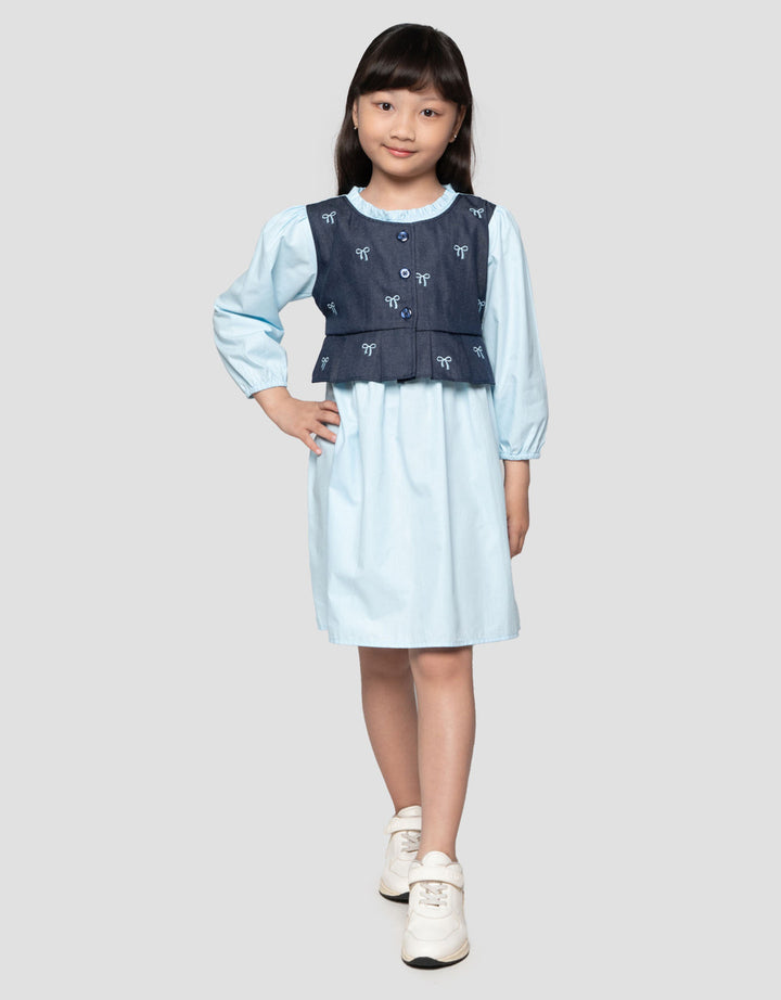 Little M Rompi Denim Midi Dress Anak Perempuan