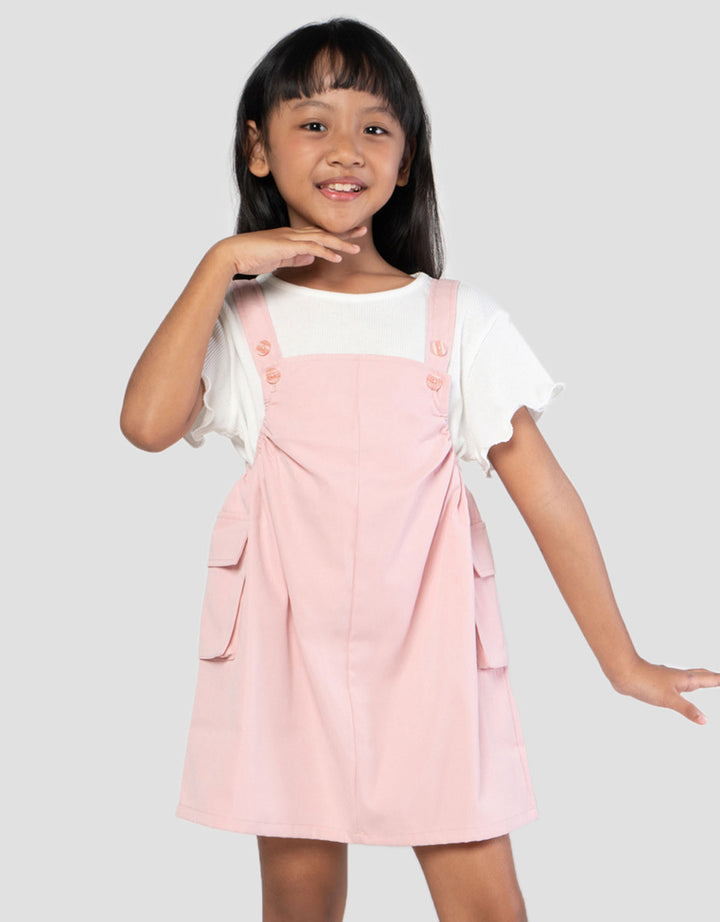 Little M Cargo Pocket Overall Dress Anak Perempuan