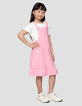 Little M Overall 2 Pcs With Pocket Heart Midi Dress Anak Perempuan