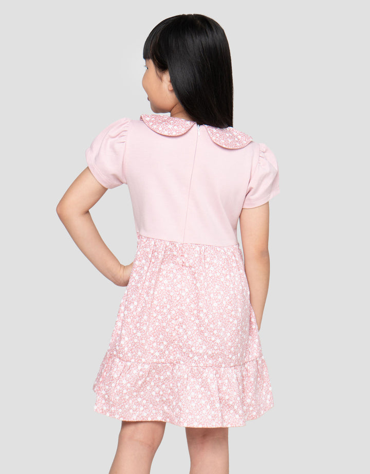 Little M Kombinasi Woven Aop Flower Dress Anak Perempuan